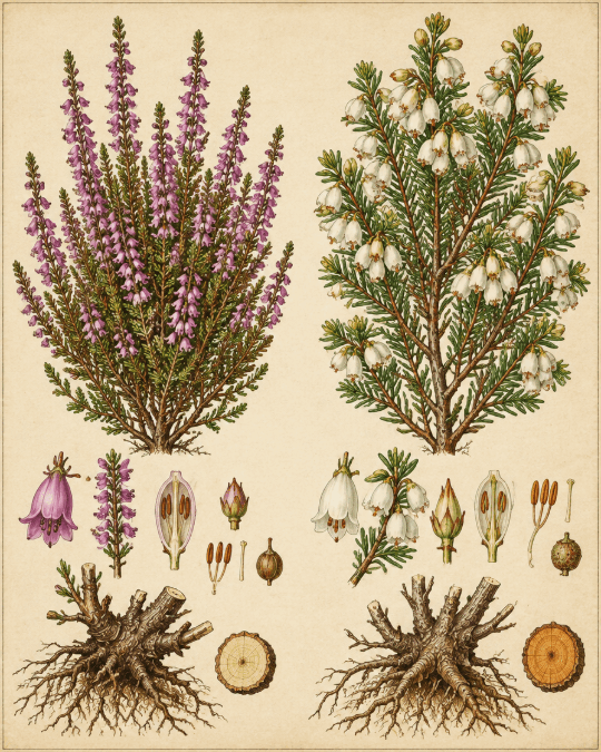 Illustration · Deux bruyères, deux saisons