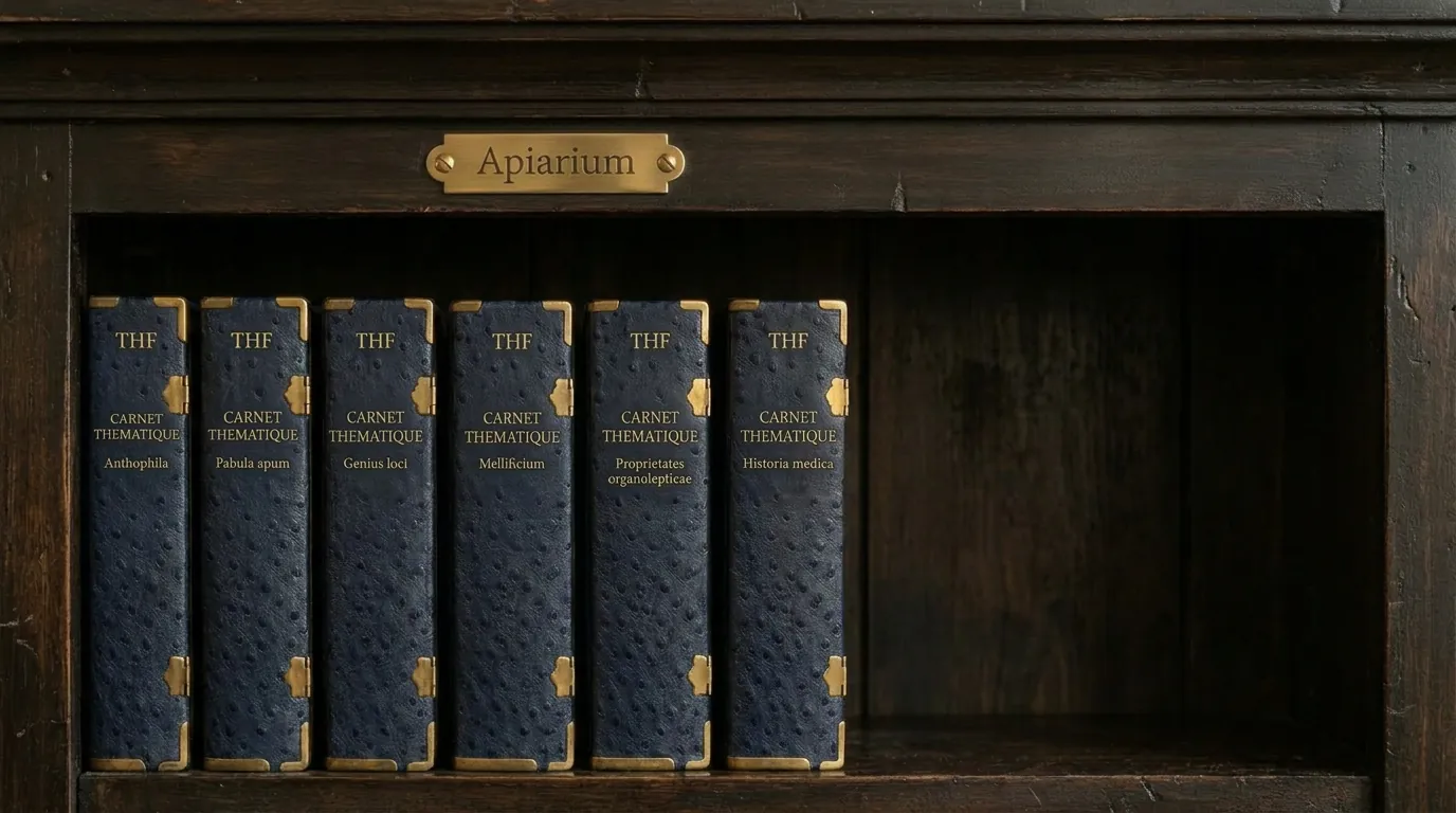 Apiarium — étagère des six Carnets Thématiques